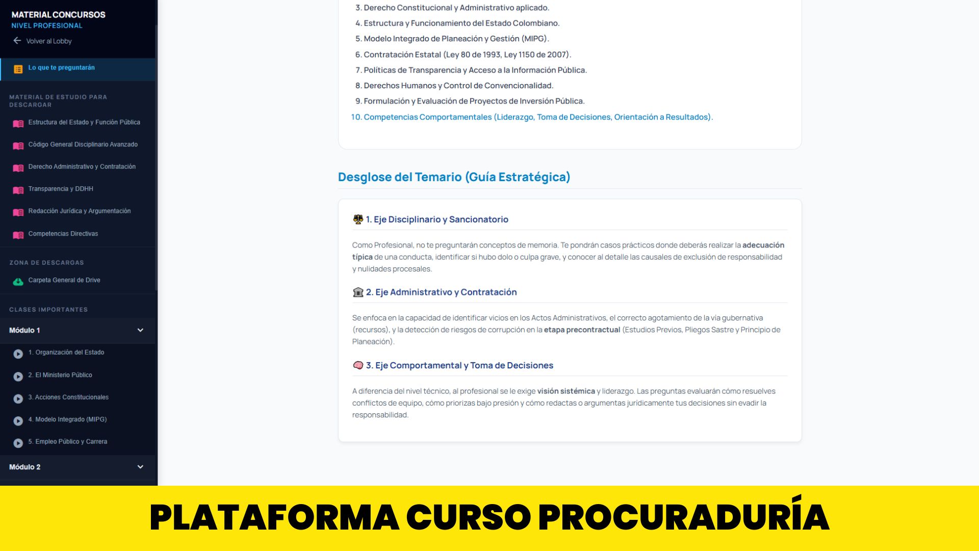 Plataforma de estudio Material Concursos Procuraduría PGN 2026